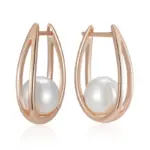 Kinel-pendientes colgantes de perlas brillantes para mujer, moda novedosa, lujo, Color oro rosa 585, joyería fina geométrica de alta calidad para uso diario 6