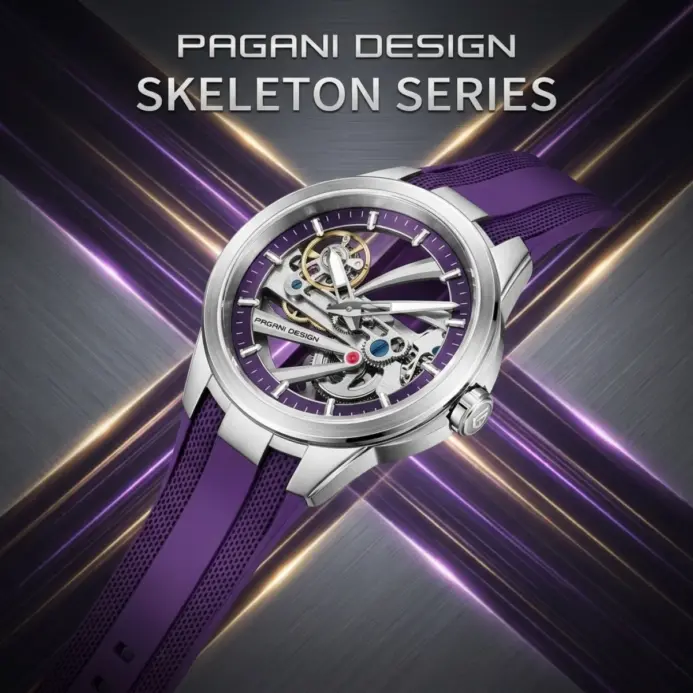 Pagani diseña un nuevo reloj mecánico hueco para hombre con cristal de zafiro con revestimiento AR, acero inoxidable, resistente al agua y automático. 1