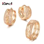 Kinel-conjunto de joyas para mujer, aretes, anillo de oro rosa 585, doble fila, Micro cera con incrustaciones de circonita Natural, joyería Vintage de boda 1 Kinel-conjunto de joyas para mujer, aretes, anillo de oro rosa 585, doble fila, Micro cera con incrustaciones de circonita Natural, joyería Vintage de boda 1