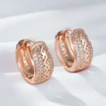 Kinel-pendientes de aro de Color oro rosa 585, diseño hueco étnico, accesorios de circón Natural, joyería fina diaria, regalos 5