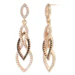 Kinel-pendientes largos de lujo para mujer, Color oro rosa 585, accesorios de circón Natural negro, joyería fina de boda Vintage para uso diario 6