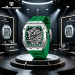 Reloj PAGANI DESIGN Skeleton, reloj automático de cuarzo para hombre, reloj de zafiro cuadrado de silicona de 41MM, reloj masculino resistente al agua 1