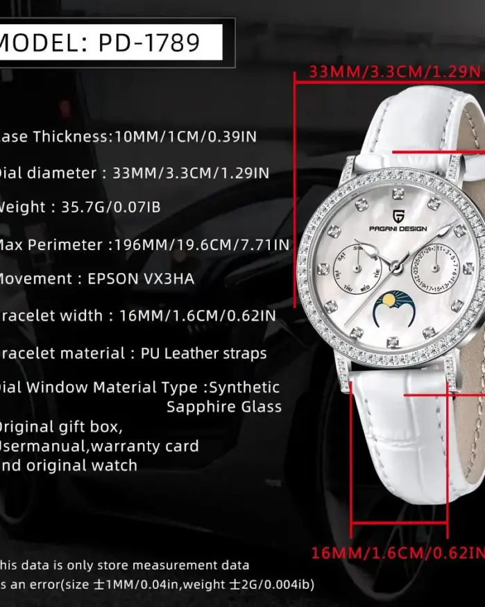 Relojes PAGANI DESIGN de cuarzo para mujer, correa de cuero con cristal de zafiro Movt japonés, reloj exquisito de lujo a la moda para mujer, regalo 2
