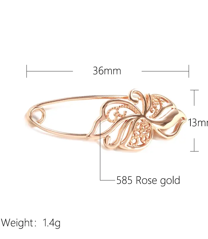 Kinel nuevo 585 broche de oro rosa para mujer joyería de boda de moda único creativo moderno ojal fino broche de Metal hueco caliente 2