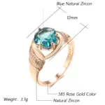 Kinel-Anillo grande de piedra azul para mujer, diseño único, Color oro rosa 585, con circonita Natural, joyería de boda Vintage 2 Kinel-Anillo grande de piedra azul para mujer, diseño único, Color oro rosa 585, con circonita Natural, joyería de boda Vintage 2