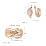 Kinel-Conjunto de anillos y pendientes de boda para novia, aretes de lujo, flor hueca de oro rosa 585, circón Natural, tendencia Vintage, joyería diaria 2