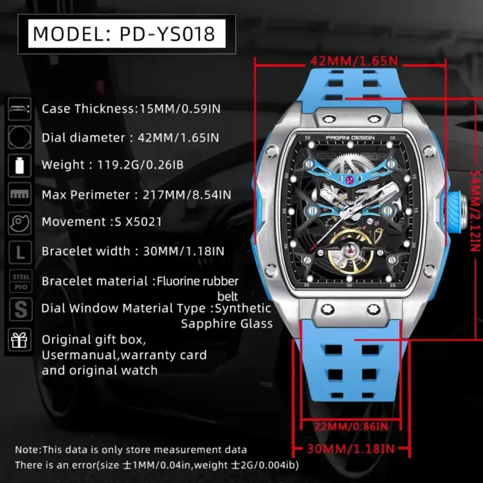 PAGANI DESIGN-relojes mecánicos con esqueleto hueco para hombre, 42MM, cristal de zafiro de lujo, automático, resistente al agua hasta 50M 2