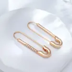 Kienl-pendientes largos colgantes de oro rosa 585, aretes ingleses de circonita Natural para boda, joyería fina para uso diario 5
