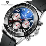 PAGANI DESIGN-Reloj analógico con correa de goma para Hombre, accesorio de pulsera de cuarzo resistente al agua con cronógrafo, movimiento japonés VK63, cristal de zafiro 1