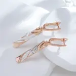 Kinel-pendientes colgantes huecos geométricos, chapado en oro rosa y plata 585, joyería fina diaria para boda, regalo 4
