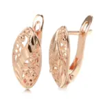 Kinel nuevos pendientes de novia de oro rosa 585, joyería étnica de moda diaria para boda, pendientes colgantes de flores huecas inusuales para mujer 1