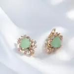 Kinel nueva tendencia pendientes de flores de cristal para mujer 585 Color oro rosa verde pendientes colgantes de circón Natural joyería fina para uso diario 3