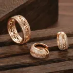 Kinel-conjunto de joyas para mujer, aretes, anillo de oro rosa 585, doble fila, Micro cera con incrustaciones de circonita Natural, joyería Vintage de boda 3 Kinel-conjunto de joyas para mujer, aretes, anillo de oro rosa 585, doble fila, Micro cera con incrustaciones de circonita Natural, joyería Vintage de boda 3