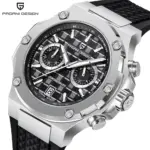 Reloj de Cuarzo para Hombre PAGANI DESIGN PD-YS032, 44 mm, Movimiento Japonés VK64, Caja de Acero Inoxidable, Correa de Goma, Cristal de Zafiro, Resistente al Agua 100 m 1