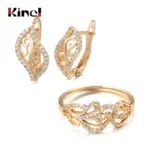 Kinel-anillo de boda étnico para novia, conjuntos de joyería y pendientes, anillos de circón Natural con flor hueca de oro rosa 585, joyería fina para mujer 1 Kinel-anillo de boda étnico para novia, conjuntos de joyería y pendientes, anillos de circón Natural con flor hueca de oro rosa 585, joyería fina para mujer 1