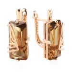 Kinel-pendientes ingleses de circonita Natural marrón claro para mujer, joyería diaria de alta calidad, cuadrado Simple, Color oro rosa 585, 585 6