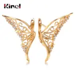 Kinel-pendientes de lujo de oro rosa 585, circonita Natural ostentosa, deslumbrante pendiente de mariposa hueca, regalo de joyería de boda 6