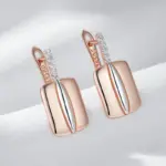 Kinel-pendientes de gota cuadrados de circón Natural brillante para mujer, Color oro rosa y plata 585, diseño mixto, joyería fina diaria para novia 5