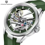 Reloj Mecánico Pagani Design para Hombre, con Cristal de Zafiro, Caja de Acero Inoxidable, Correa de Caucho, Resistente al Agua 10 Bar, Automático 1