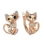 Kinel, nuevos pendientes de gato bonitos de oro rosa 585 para mujer, Micro incrustaciones de cera, pendiente de circón Natural, joyería de moda para fiesta de cumpleaños para niña 6
