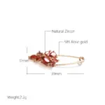 Kinel-broche fino de oro rosa 585 para mujer, joyería creativa de moda para boda, ojal de circón Natural rojo único, novedad de 2022 2