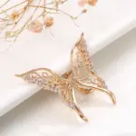 Kinel-pendientes de lujo de oro rosa 585, circonita Natural ostentosa, deslumbrante pendiente de mariposa hueca, regalo de joyería de boda 2