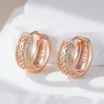 Kinel-pendientes de aro de Color oro rosa 585, diseño hueco étnico, accesorios de circón Natural, joyería fina diaria, regalos 3