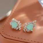 Kinel nueva tendencia pendientes de flores de cristal para mujer 585 Color oro rosa verde pendientes colgantes de circón Natural joyería fina para uso diario 5