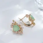 Kinel nueva tendencia pendientes de flores de cristal para mujer 585 Color oro rosa verde pendientes colgantes de circón Natural joyería fina para uso diario 4
