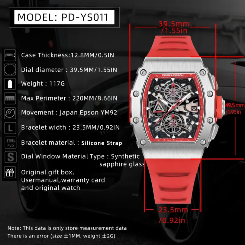 Reloj de Cuarzo PAGANI DESIGN 2026, Nuevo, 40MM, Diseño de Barril Hueco, Casual y Moderno para Hombre, con Cristal de Zafiro, Cronógrafo 6