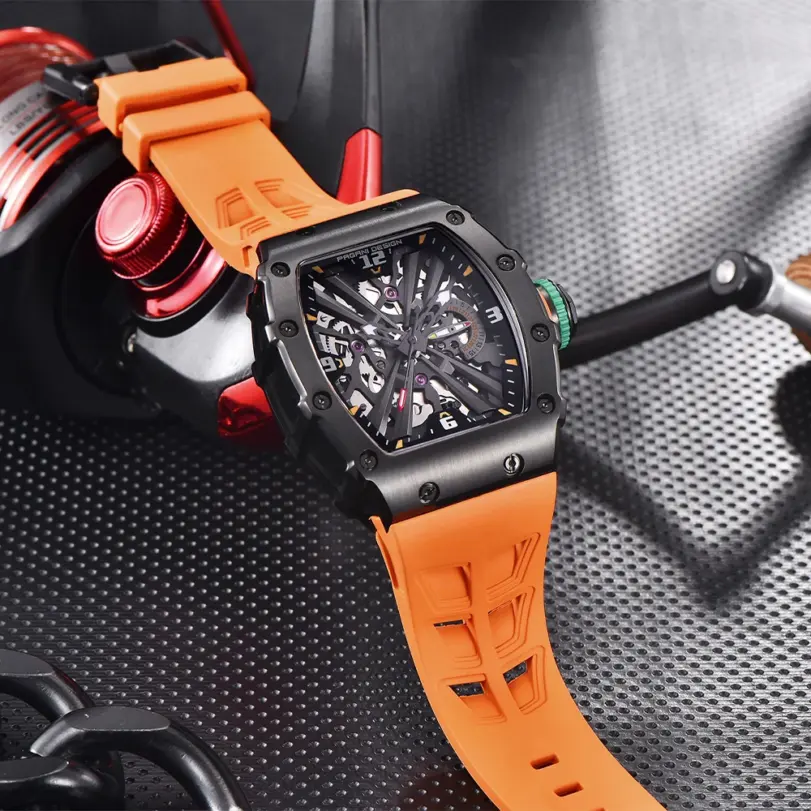 PAGANI DESIGN PD1738 relojes de cuarzo para hombre 42MM VH65 caja negra zafiro acero inoxidable 50M reloj de pulsera resistente al agua para hombre 6