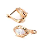 Kinel-Conjunto de anillos y pendientes de boda para novia, aretes de lujo, flor hueca de oro rosa 585, circón Natural, tendencia Vintage, joyería diaria 5
