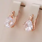 Kinel-pendientes de circonita Natural con forma de gota de agua caliente para mujer, Color oro rosa 585, joyería fina diaria para fiesta de boda y novia 1