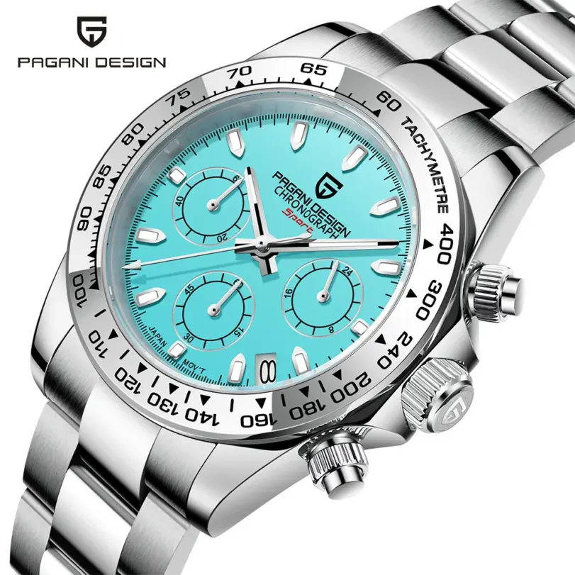 PAGANI DESIGN, nuevo Reloj de pulsera de cuarzo con bisel de acero inoxidable para Hombre, cronógrafo de cristal de zafiro de lujo, Reloj VK63 para Hombre 1