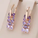 Pendientes Kinel de gota de circón Natural púrpura brillante para mujer tendencia 585 Color oro rosa novia boda joyería fina regalo de cristal 1