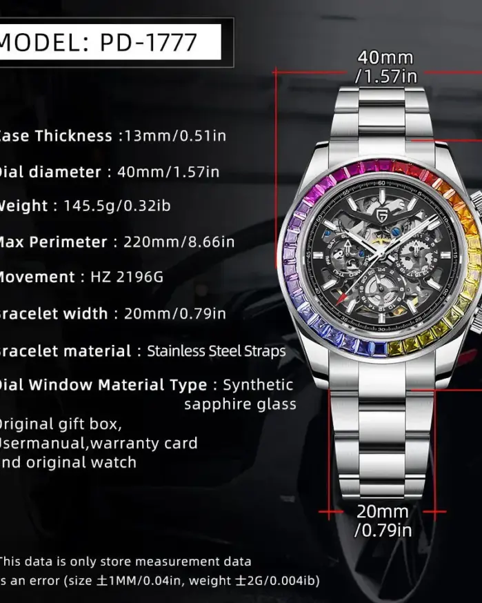 PAGANI DESIGN 40mm moda Arco Iris bisel hombres reloj de pulsera mecánico de lujo cristal de zafiro ahueca hacia fuera el reloj automático para hombres 2