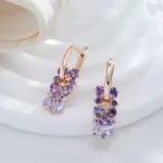 Pendientes Kinel de gota de circón Natural púrpura brillante para mujer tendencia 585 Color oro rosa novia boda joyería fina regalo de cristal 3