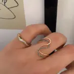 Kinel-Juego de anillos y pendientes de oro rosa 585 para mujer, conjunto de joyería de boda, Micro pavé, circonita Natural negra, anillo de dedo retorcido, novia 3