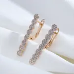 Pendientes largos Kinel geométricos repleto de circonita Natural para mujer, moda 585, pendiente de gota de Color oro rosa, joyería diaria de alta calidad 3
