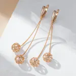 Kinel-pendientes largos con borlas para mujer, aretes colgantes a la moda, Color oro rosa 585, circonita Natural, joyería fina para uso diario, regalo de cristal 3