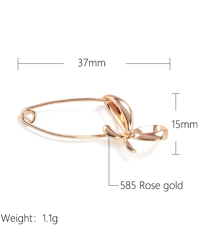 Kinel-broche de oro rosa para mujer, joyería de boda creativa única con lazo de Metal hueco, broche fino caliente, 585 2