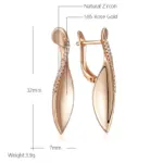 Kinel Trend 585 pendientes de gota brillantes de Color oro rosa para mujer moda creativa circón Natural joyería diaria romántica única 2