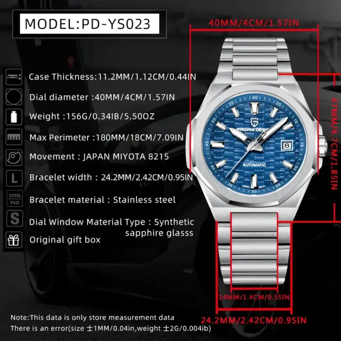 PAGANI DESIGN 40mm reloj mecánico para hombre Japón MIYOTA 8215 Movt cristal de zafiro acero inoxidable 100M reloj automático resistente al agua 2