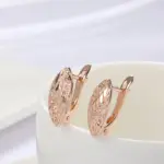 Kinel nuevos pendientes de novia de oro rosa 585, joyería étnica de moda diaria para boda, pendientes colgantes de flores huecas inusuales para mujer 5