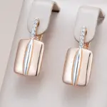 Kinel-pendientes de gota cuadrados de circón Natural brillante para mujer, Color oro rosa y plata 585, diseño mixto, joyería fina diaria para novia 1