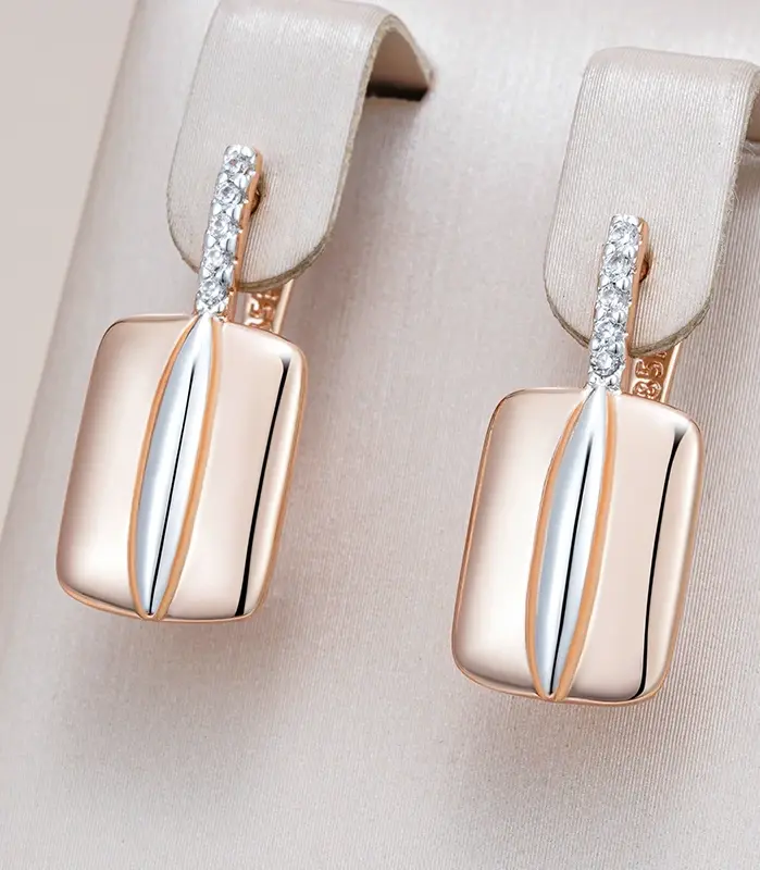 Kinel-pendientes de gota cuadrados de circón Natural brillante para mujer, Color oro rosa y plata 585, diseño mixto, joyería fina diaria para novia 1