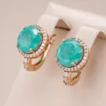 Kinel-pendientes colgantes de circón de corte redondo para mujer, Esmeralda, lujo, Color oro rosa 585, accesorios de boda, joyería fina para uso diario 1