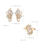 Kinel-Conjunto de anillos y pendientes de flores de cristal de oro rosa 585 de lujo para mujer, conjuntos de joyería Vintage de boda nupcial de circón Natural 2 Kinel-Conjunto de anillos y pendientes de flores de cristal de oro rosa 585 de lujo para mujer, conjuntos de joyería Vintage de boda nupcial de circón Natural 2