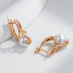Kinel-pendientes colgantes de perlas de lujo para mujer, Color oro rosa, joyería de boda étnica fina, accesorios fáciles de combinar, 585 4