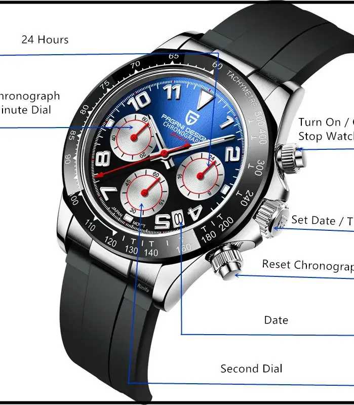 Reloj cronógrafo de piloto militar PAGANI DESIGN para hombre, relojes de cuarzo VK63 de lujo con zafiro, relojes masculinos, reloj para hombre 2